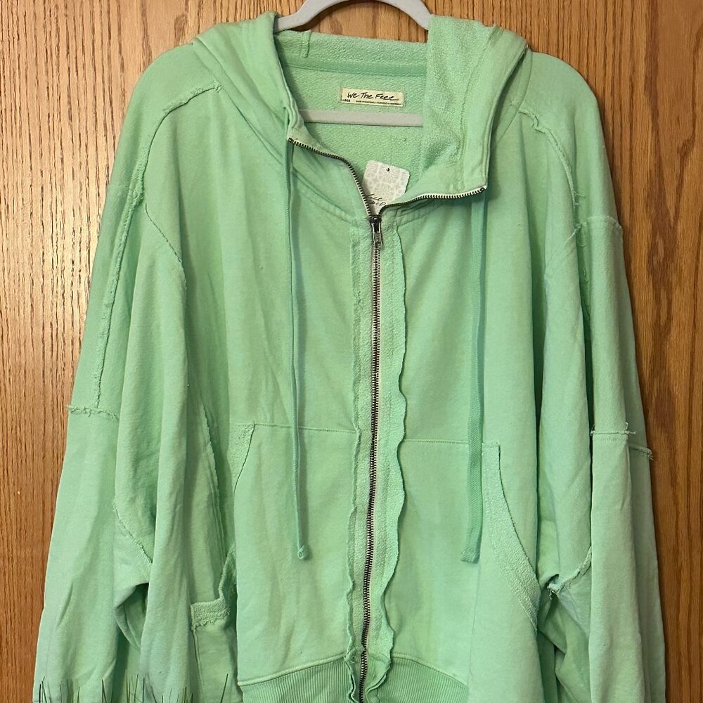 Free People Camden Zip Up Hoodie Gossamer Green NWT size- LARGE - Picture 4 of 7